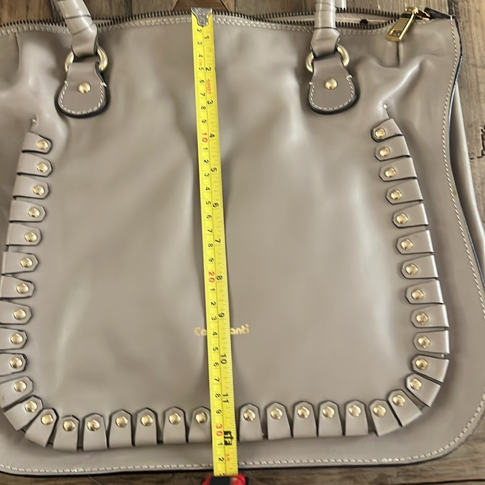 Cavalcanti Taupe Shoulder Bag with Stud Trim - Picture 12 of 14